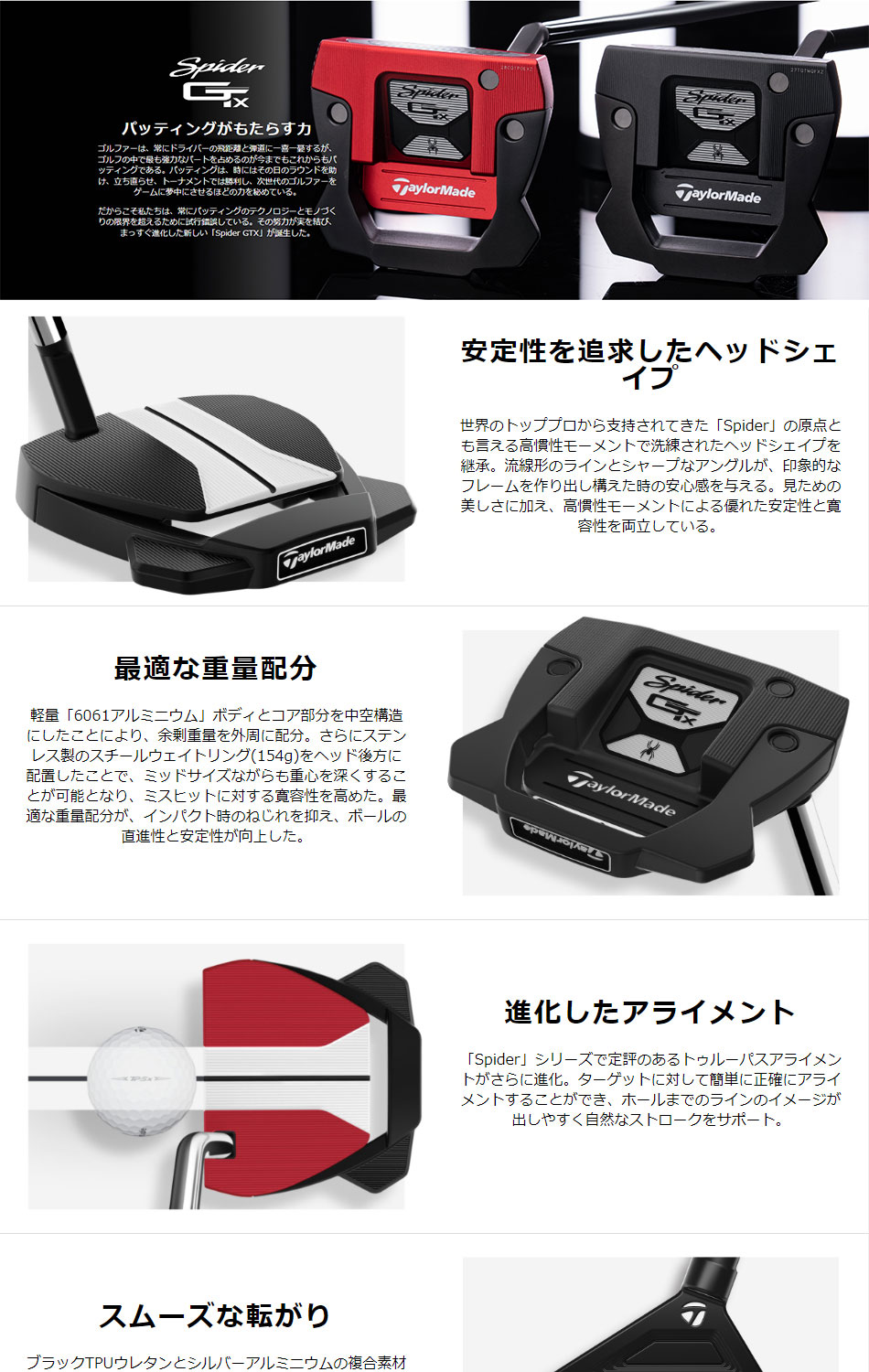 93％以上節約 日本正規品 テーラーメイド スパイダー GTX トラスパター