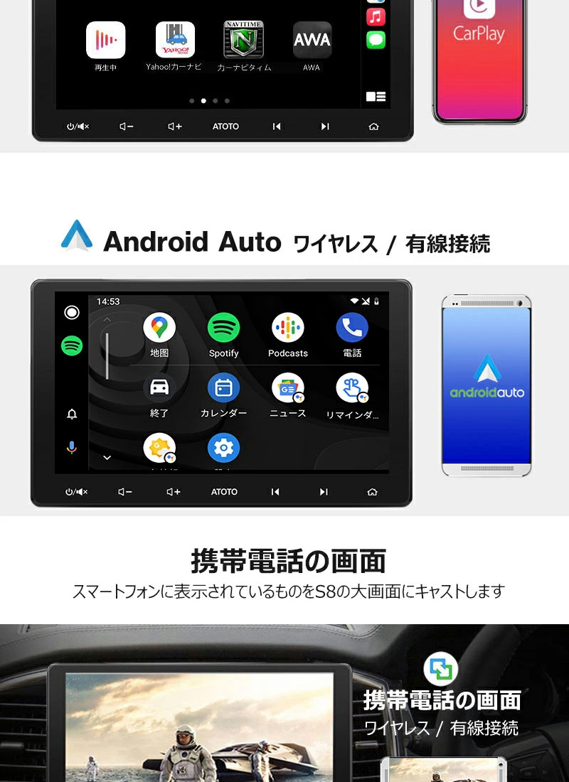 ATOTO s8 Premium S8G2114PM Androidナビ 動作〇 新型S8G2114PM Premium プレミアム 4G+32G 10.1インチQLED（角度