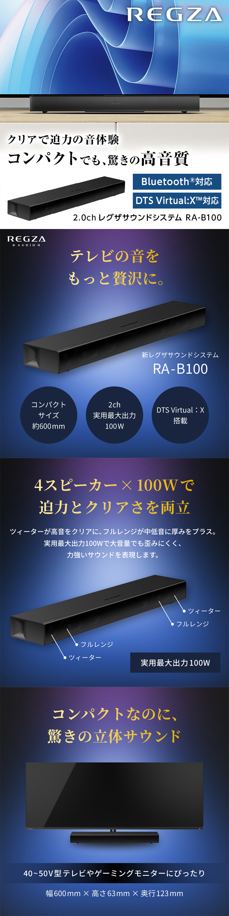 TOSHIBA（東芝） TVS REGZA RA-B100 REGZAサウンドシステム サウンド