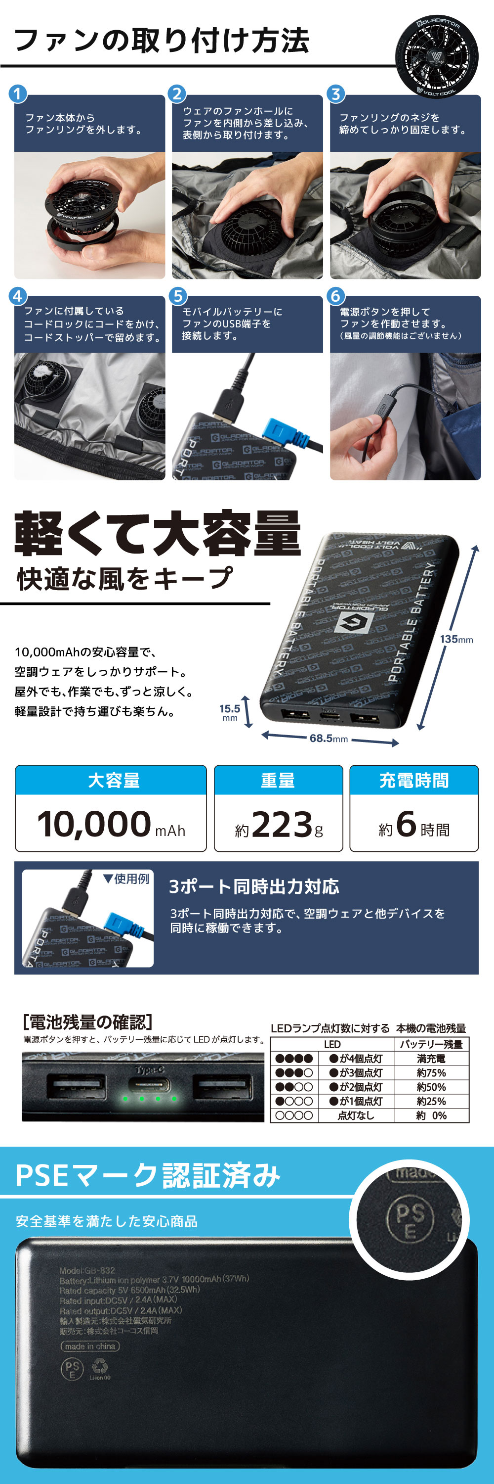 DCM BRAND DCM空調ウェア ベストセット グレー LLサイズ VOLTCOOL
