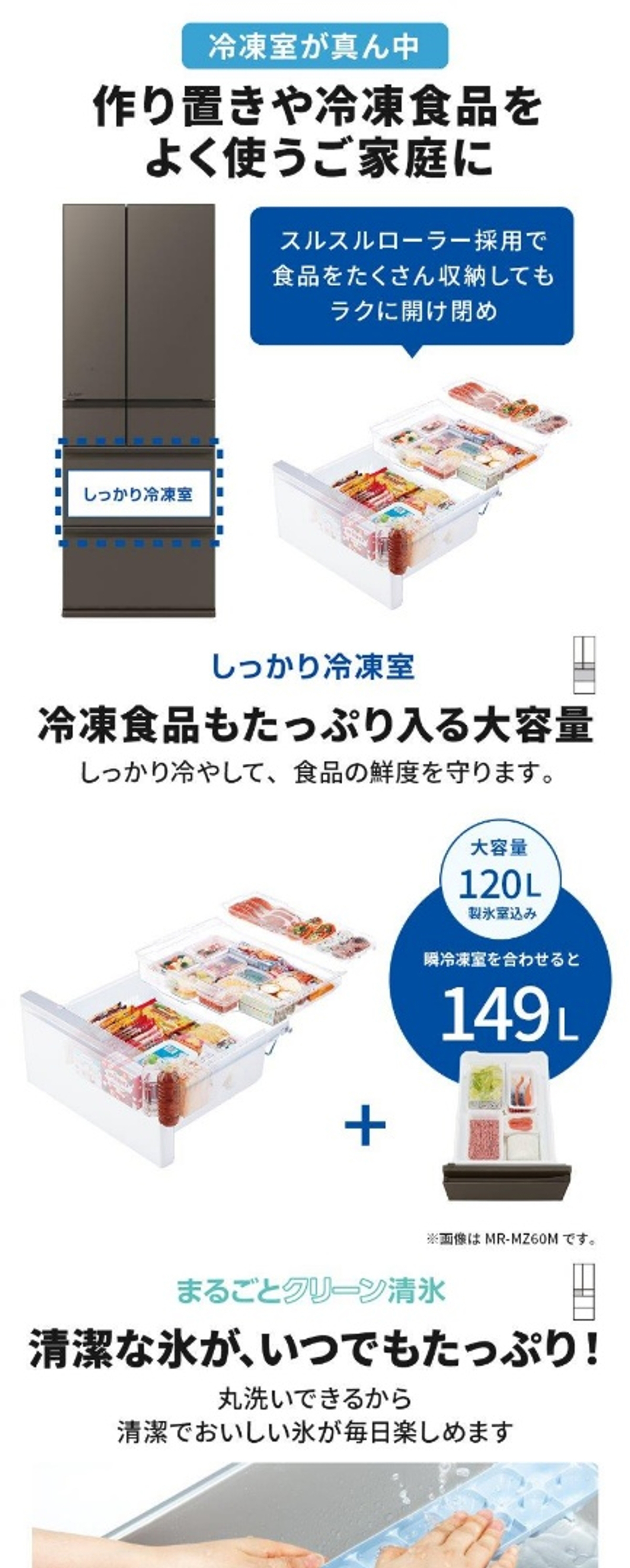 三菱（MITSUBISHI） 冷蔵庫 500L以上 547L 6ドア フレンチドア 