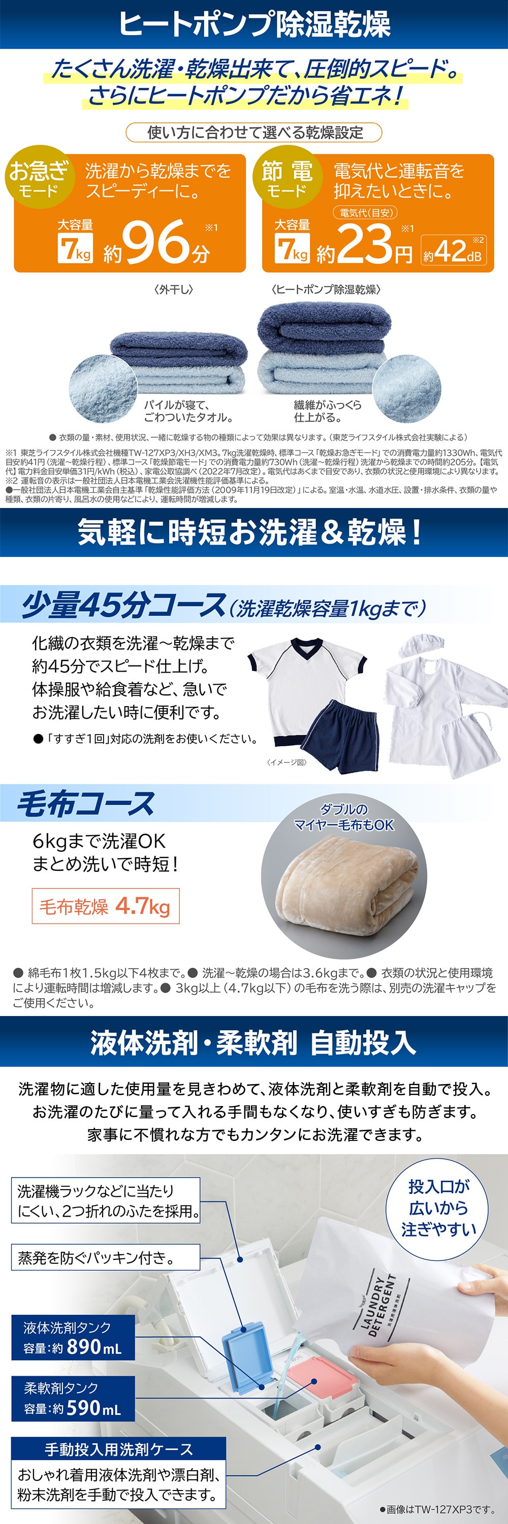 plants様 ドラム式洗濯機 送料専用 東芝 「ZABOON」ドラム式洗濯乾燥機 TW-127XM3L-W【標準配送料