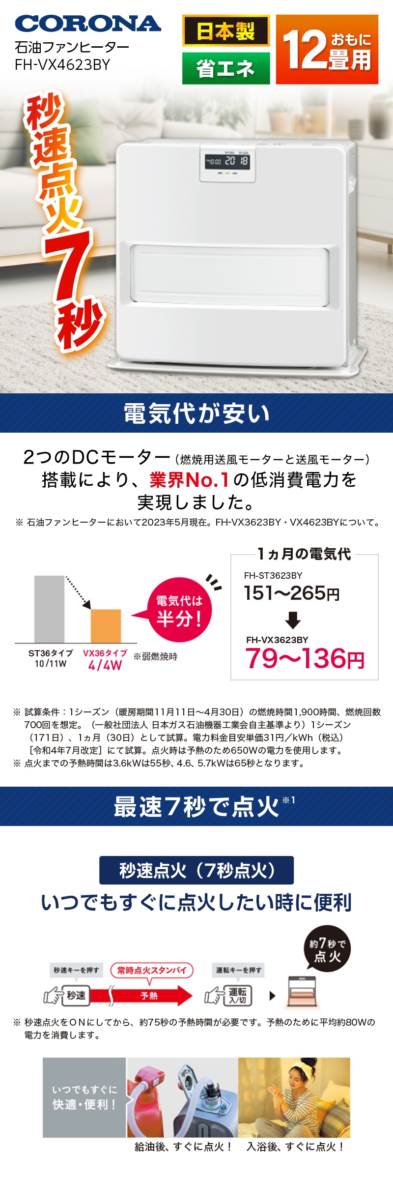 CORONA（コロナ） 石油ファンヒーター CORONA FH-VX4623BY-W ホワイト