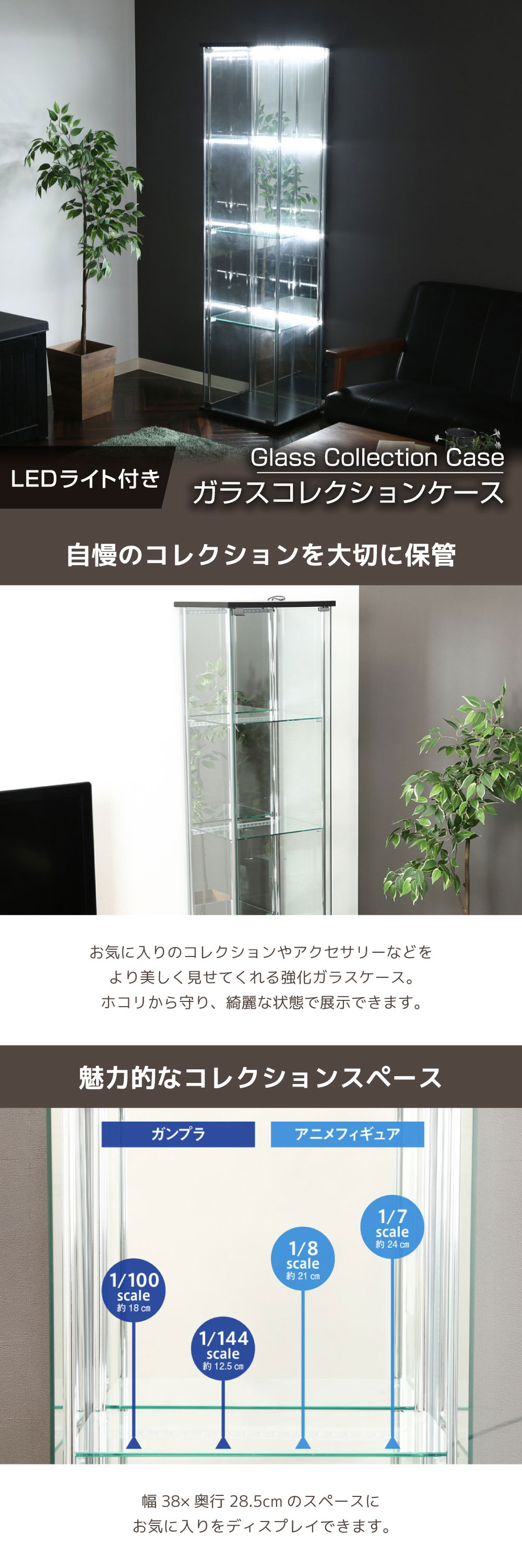 不二貿易（Fuji Boeki） 99491 ガラスコレクションケース 4段(背面