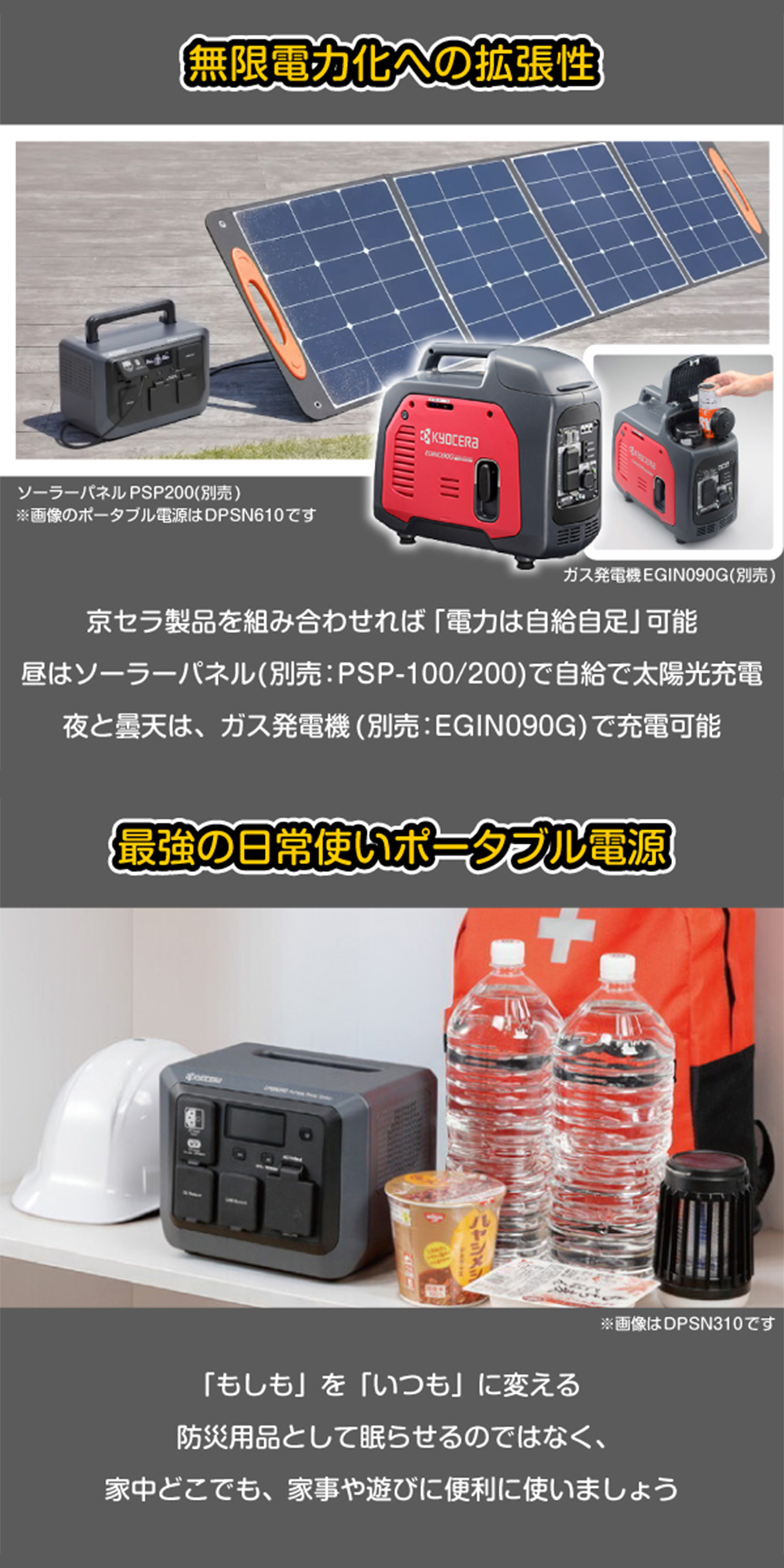 KYOCERA（京セラ） ポータブル電源 DPSN610 512Wh/600W リチウムイオン