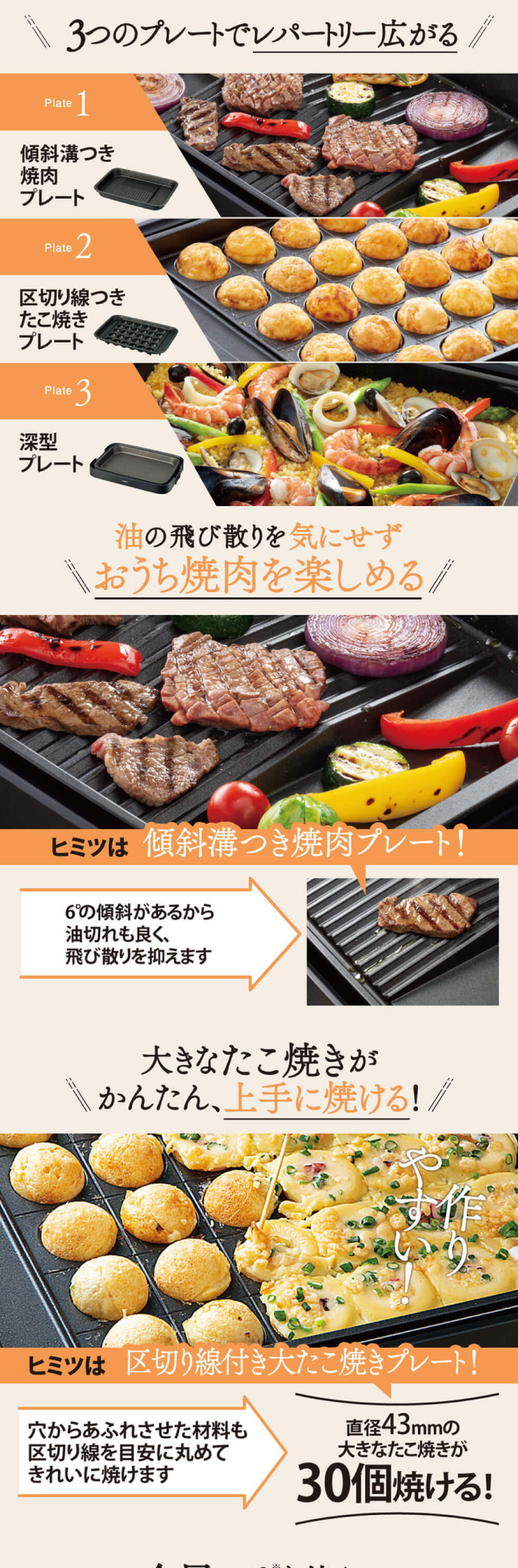 ホットプレート 象印 ZOJIRUSHI やきやき EA-KJ30-BA 焼肉 たこ焼き