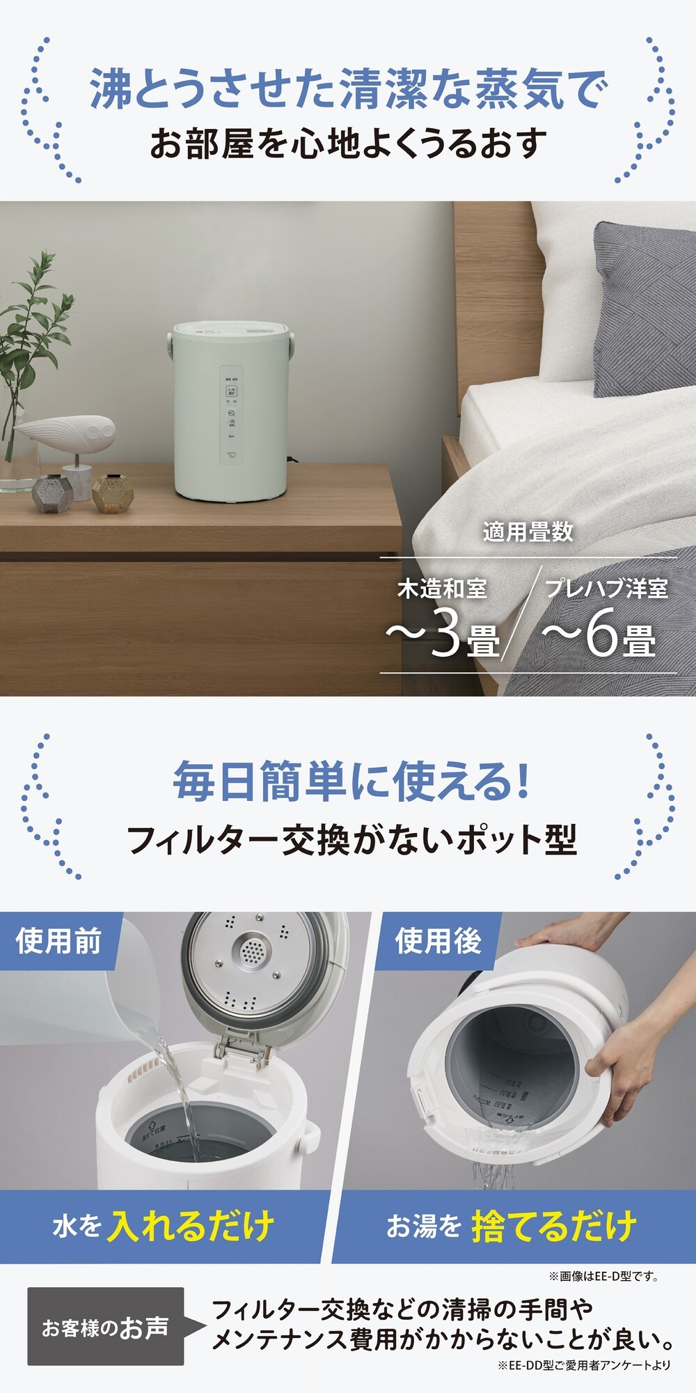 象印（ZOJIRUSHI） EE-MC20-GM セージグリーン スチーム式加湿器 (木造
