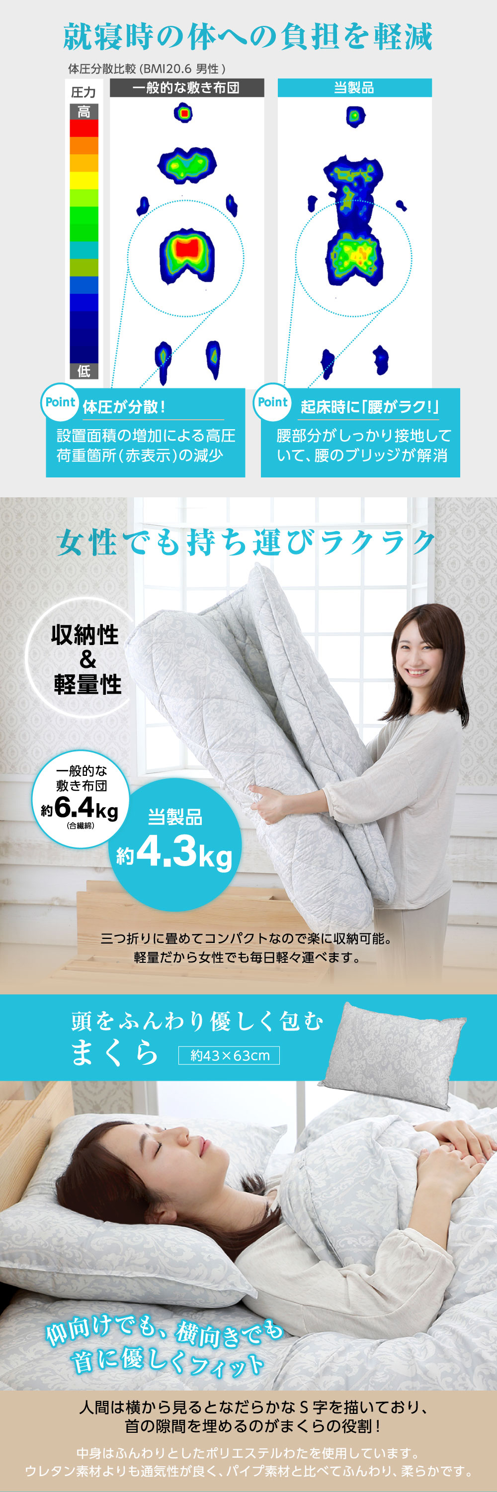 西川（nishikawa） 布団セット シングル 3点セット シングルロング