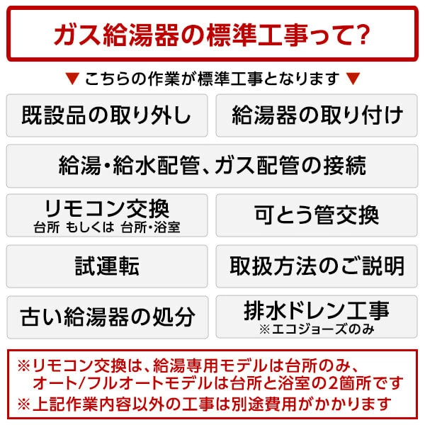 ガス給湯器 選びは当店にお任せ! ガス給湯器 標準取付工事費込みセット (プロパンガス用・20号・給湯専用・20号)