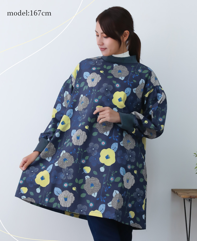 お花モチーフエプロンドレス ワンピース 割烹着 Apron Story（エプロンストーリー） 花柄ワンピースエプロン 日本製
