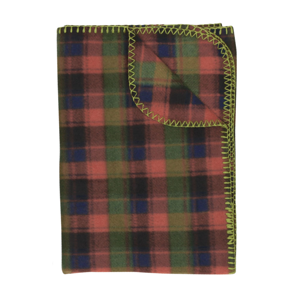 チェックかがりフリースブランケット 70×100cm Sサイズ ひざ掛け 薄手