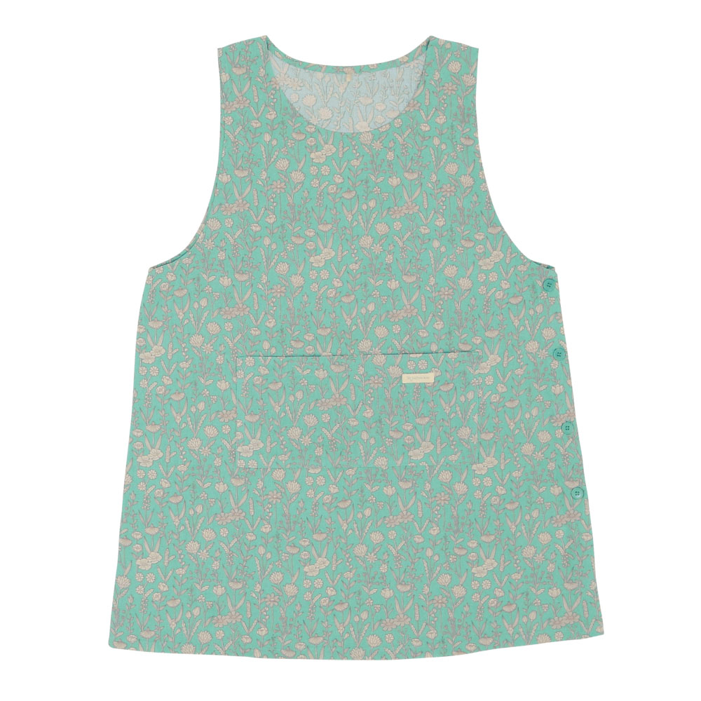 3Lサイズ】botanical柄 脇ボタンエプロン カバーエプロン ロゴ