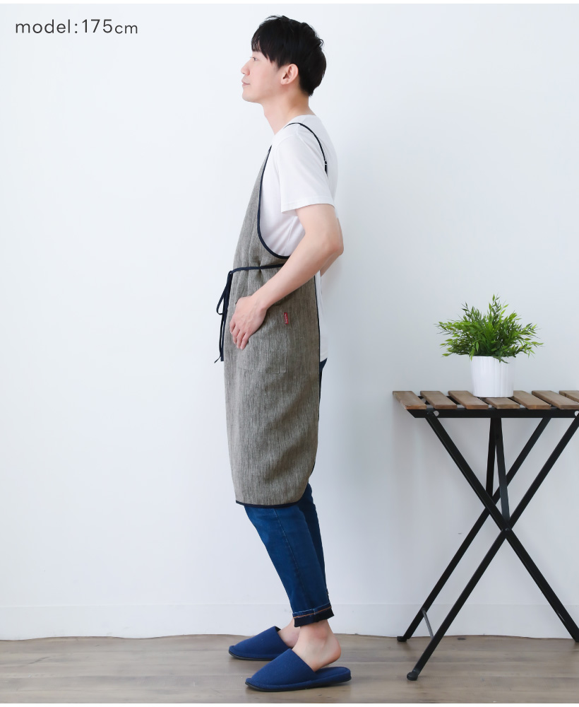 Apron Story パイピングリネンエプロン【日本製】メンズ