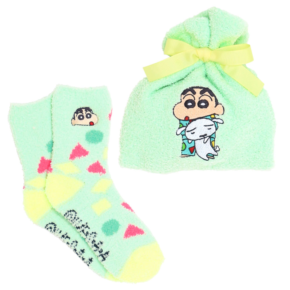 もこもこ靴下in巾着 【クレヨンしんちゃん】 シロ パジャマ