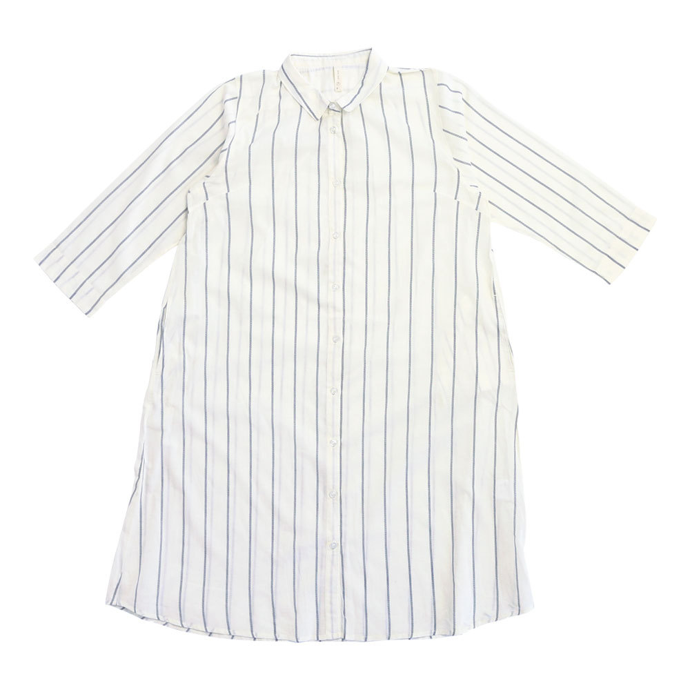 コットンシャツワンピース レディース 綿100% コットン ストライプ