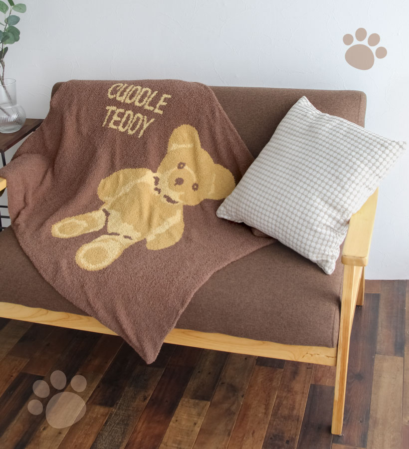 フェザーニットブランケット 70×100cm ベア プードル 犬 ひざ掛け