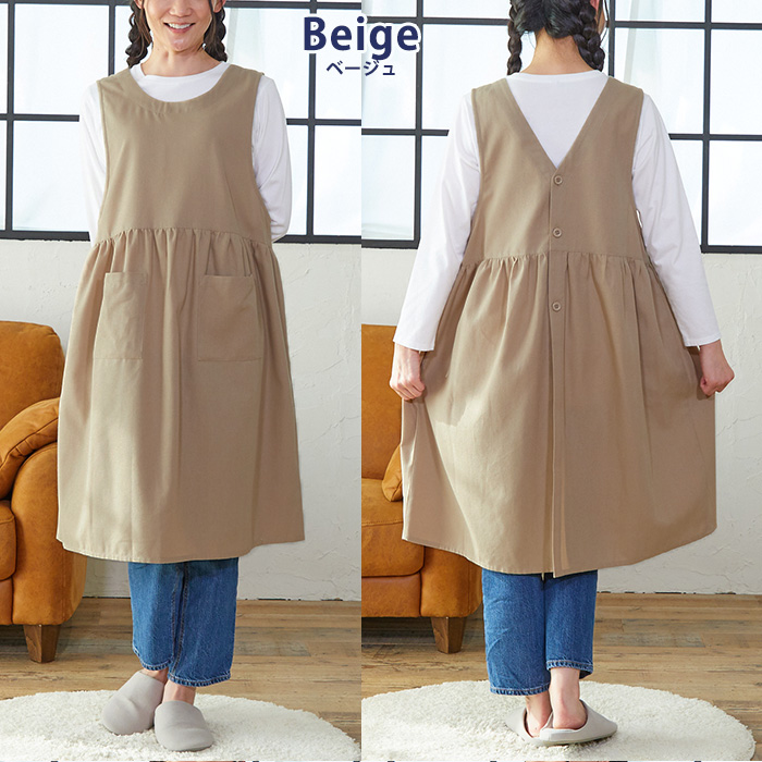 エプロン おしゃれ かぶるだけ かぶり ワンピース ロング丈 保育士