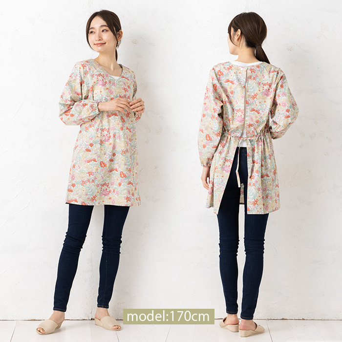 小花柄　エプロン　ちりめん　高級　上品　贈り物　プレゼント　レディース　割烹着 小花柄 エプロン ちりめん 高級 上品 贈り物 プレゼント レディース