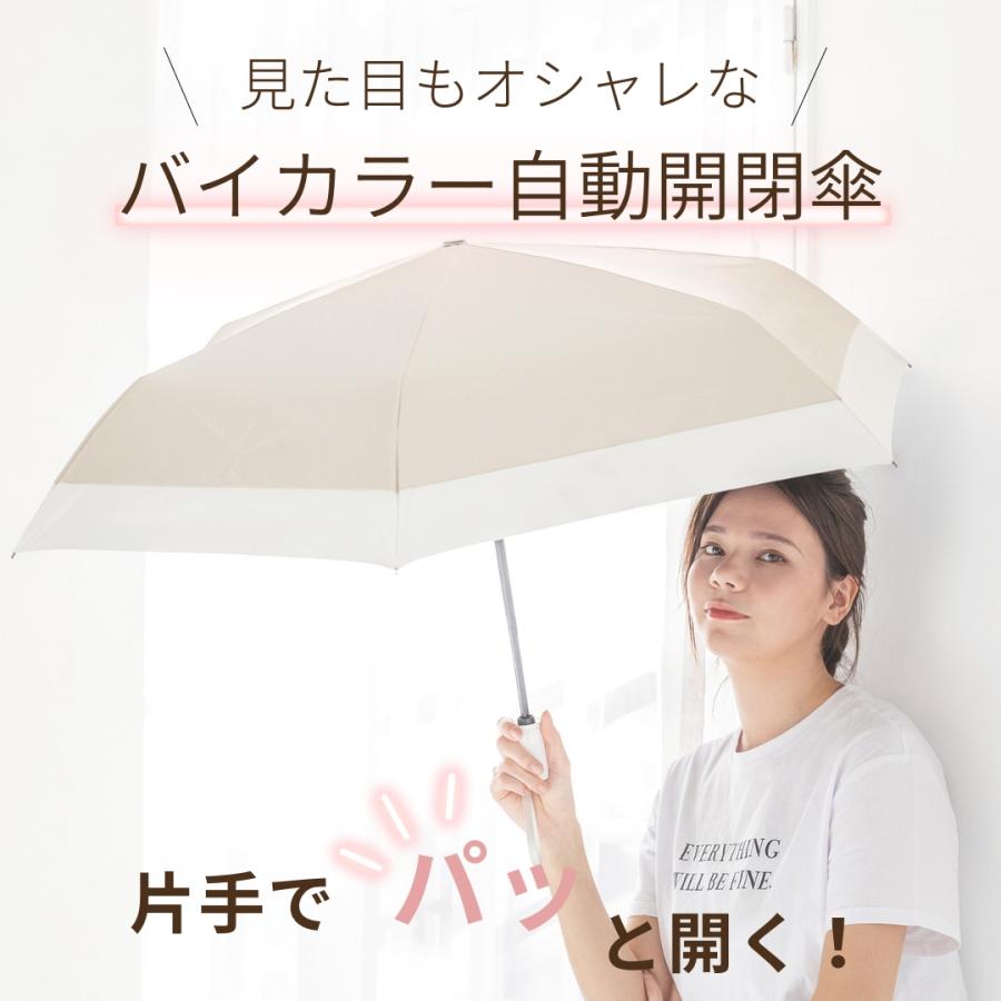 NaturalBasic 自動開閉 完全遮光 バイカラー 折畳傘 親骨53cm 6本骨 UV