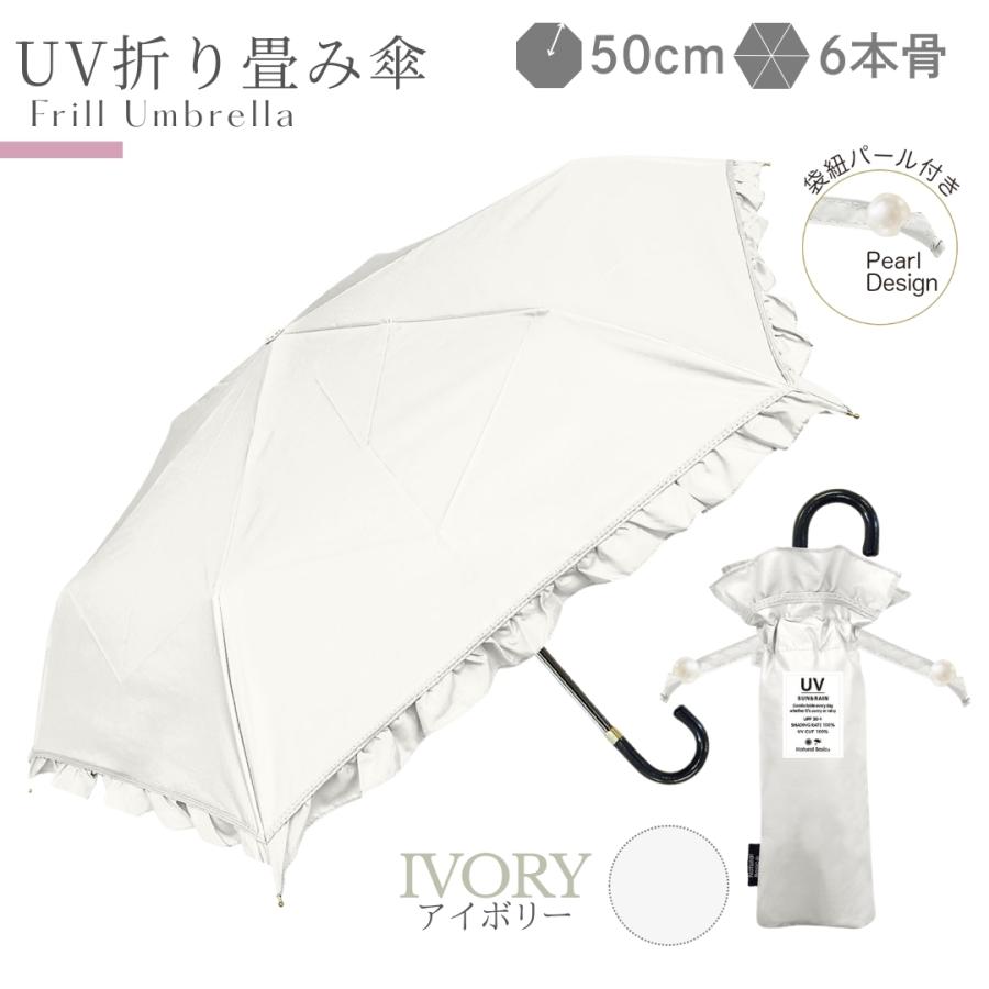 NaturalBasic 完全遮光100% レディース フリル ドーム型 日傘 UPF50+