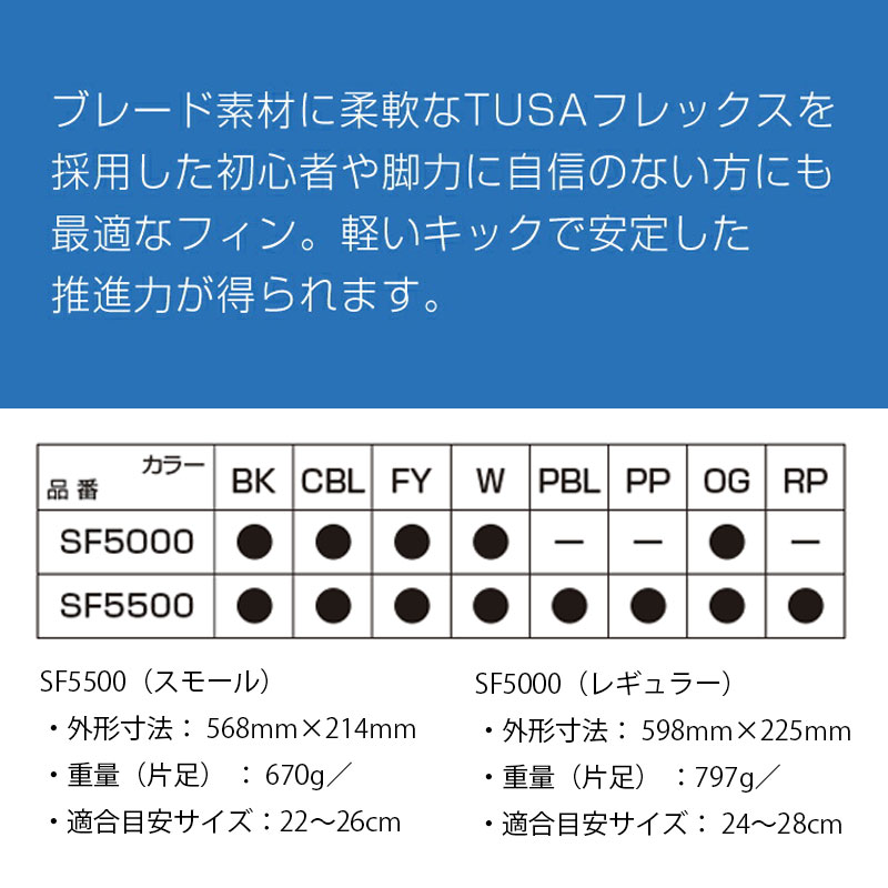 ダイビング用フィン TUSA/ツサ リブレーターテン SF-5000/SF-5500