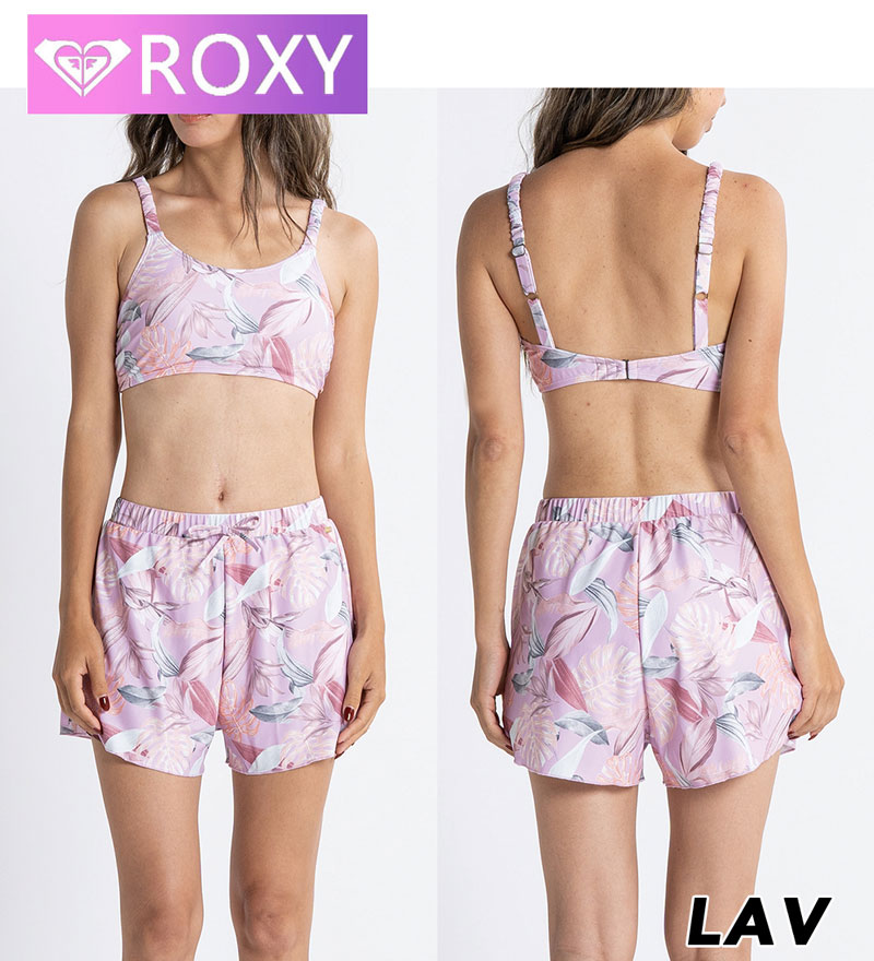 ROXY ロキシー 水着 ３点 セット レディース ラッシュT ブラトップ キュロット ボタニカル ON THE BEACHAV