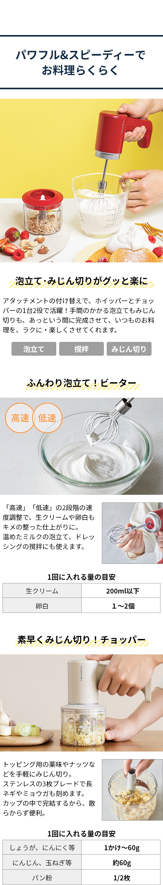 recolte (レコルト) コードレス ホイップ＆チョッパー RCW-1