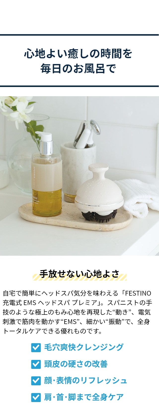 FESTINO (フェスティノ) 充電式 EMS ヘッドスパ プレミア SMHB-044