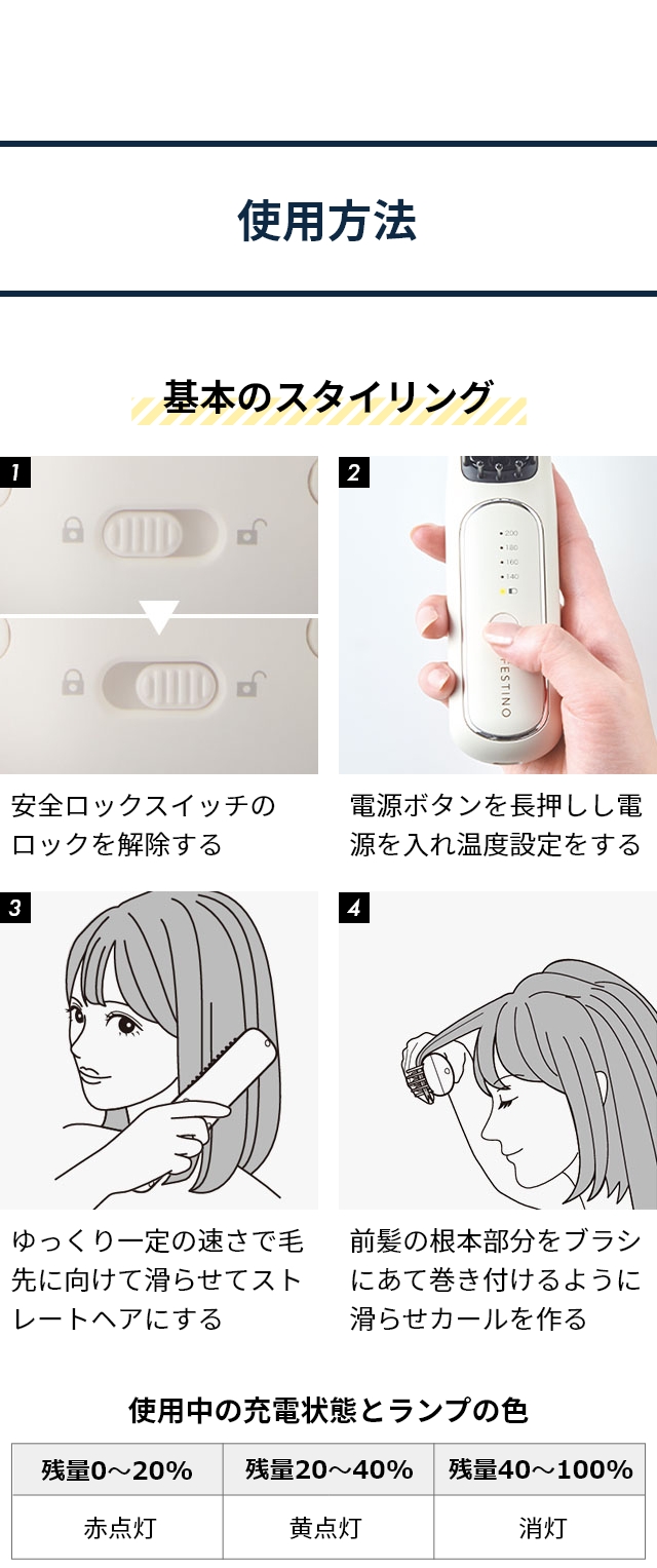 FESTINO (フェスティノ) 充電式 スタイリング ヒーターブラシ SMHB-049