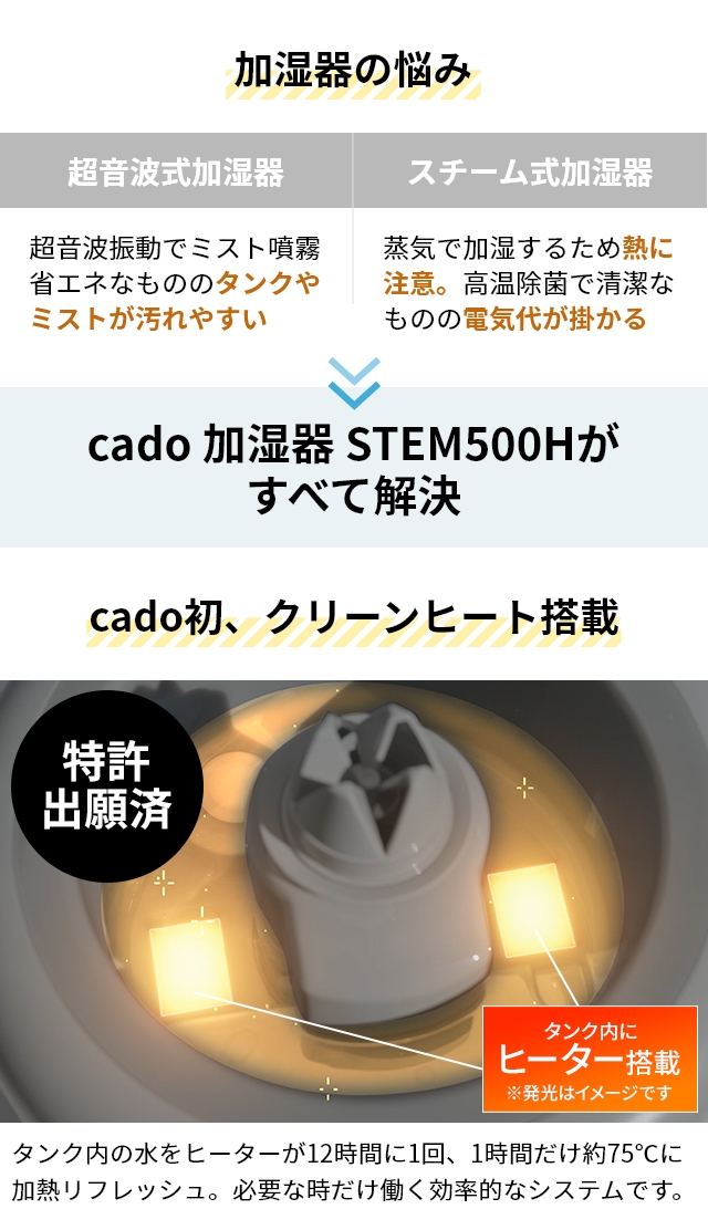 cado カドー 加湿器 STEM 2018年製 動作確認済み おしゃれ 加熱除菌※1