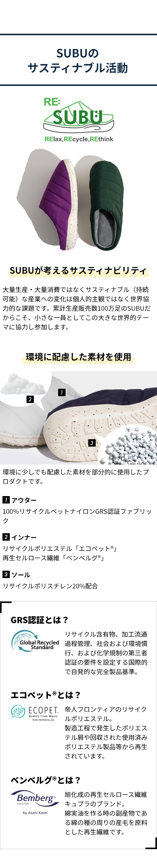 SUBU(スブ)CONCEPT collection(コンセプトコレクション):SUBUのサスティナブル活動