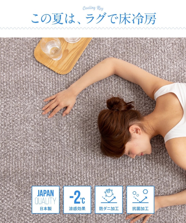 ナイスデイ マイナス2℃ 日本製 さらっとひんやり涼感ラグ L 185×240cm