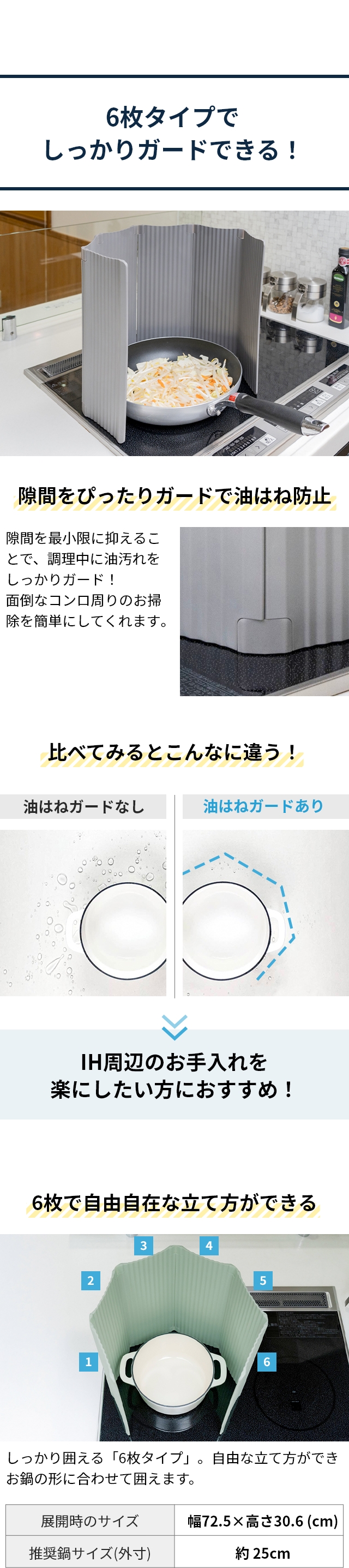 bws SELECTION (ビーワースセレクション) すっきり暮らす油はねガード IH専用 パネル6枚タイプ