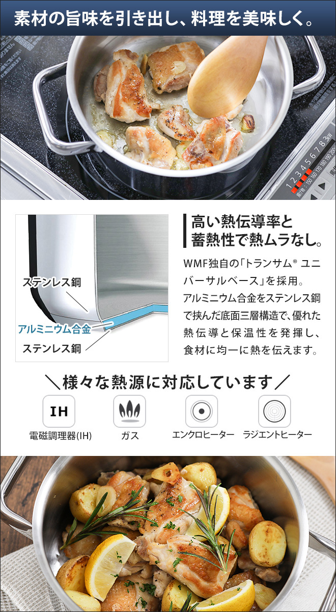 ステンレス 鍋 3点セット WMF コンパクトクイジーン 20cm 2P