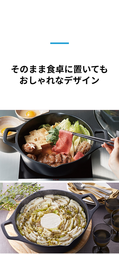 T-fal 鍋 両手鍋 ティファール 28cm 鋳物 浅型 軽い ih対応 ガス