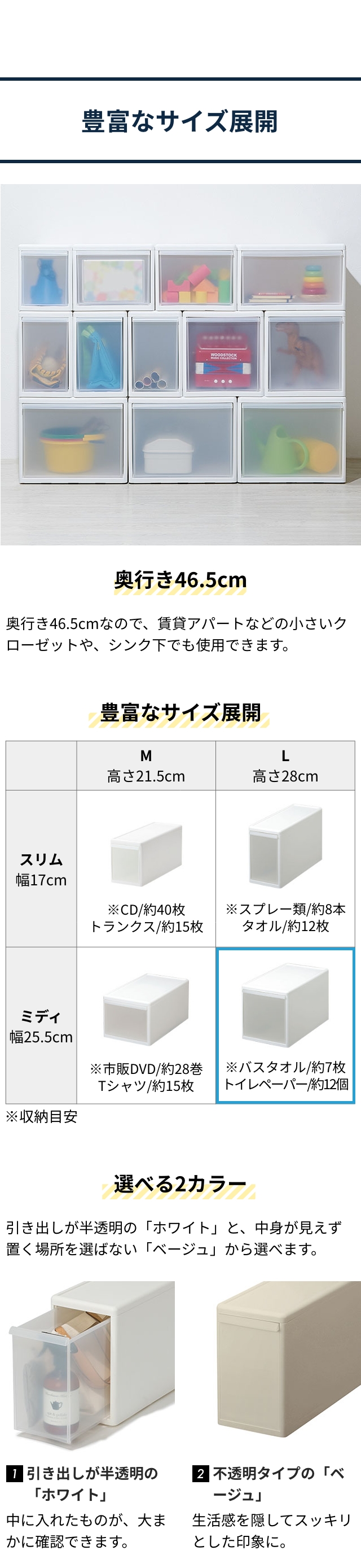 like-it (ライクイット) 組み合わせて使える収納ケース ミディL 単品 MOS-05