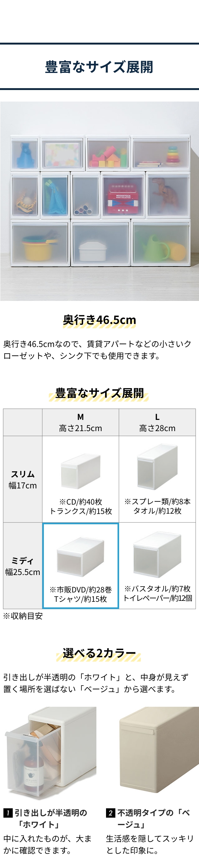 like-it (ライクイット) 組み合わせて使える収納ケース ミディM 単品 MOS-02