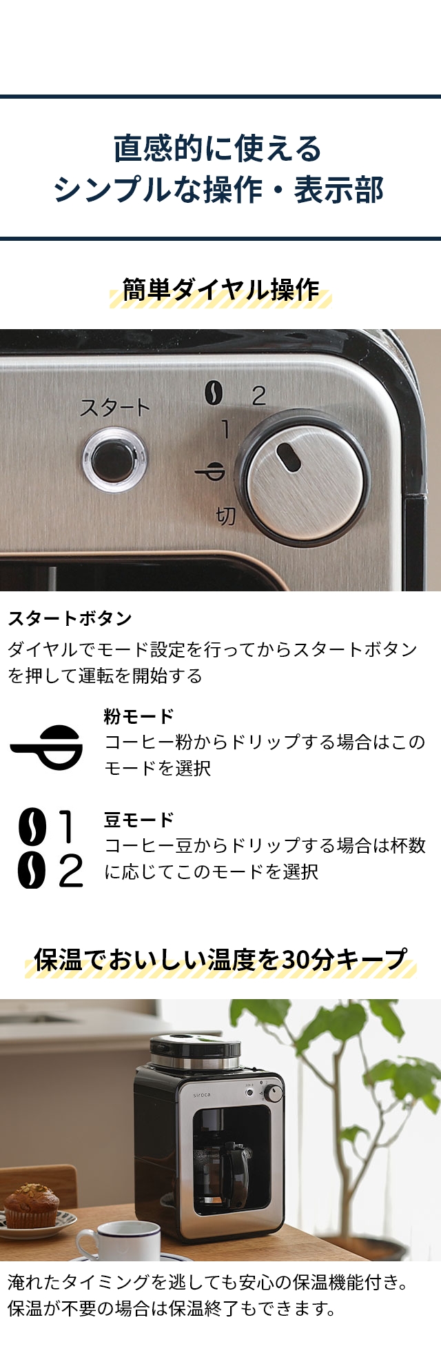 siroca (シロカ) 全自動コーヒーメーカー カフェばこ SC-A211