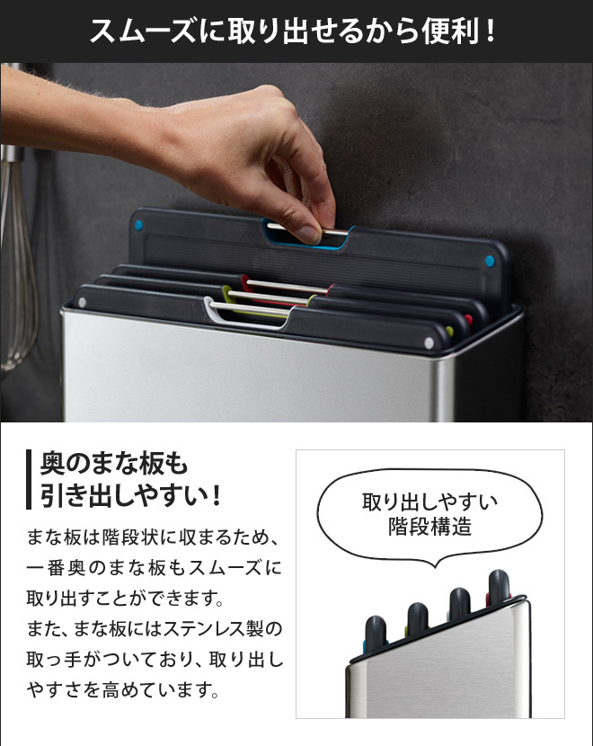 Joseph Joseph（ジョセフジョセフ） まな板 セット フォリオスチール 4