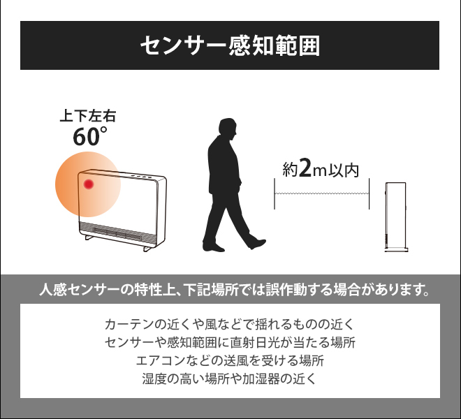 THREEUP ファンヒーター 人感センサー付 ワイドセラミック