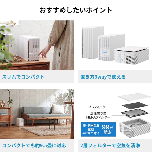 DOSHISHA（ドウシシャ） 空気清浄機 薄型空気清浄機 APA-081WH ペット