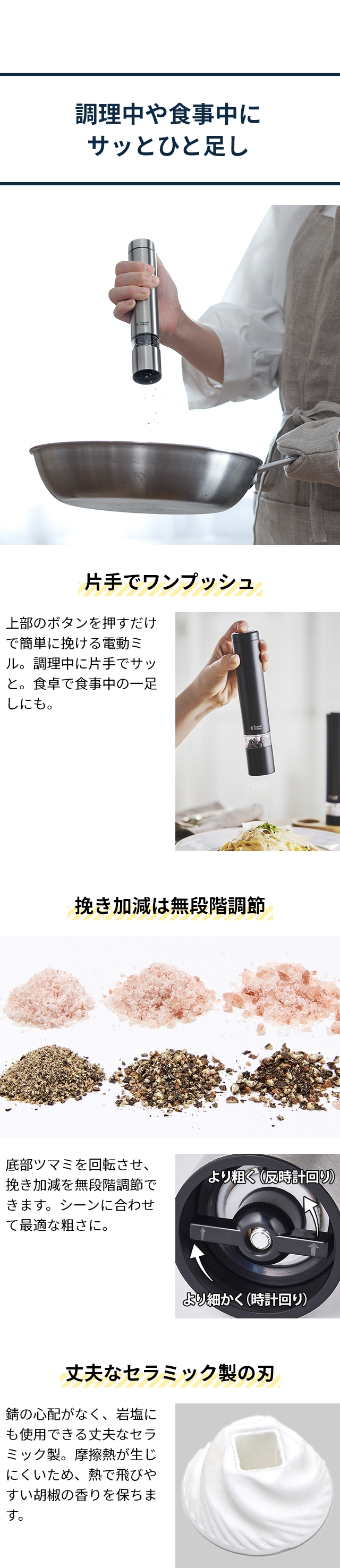 Russell Hobbs 電動ミル ソルト＆ペッパー ミニ 2本セット 7933JP