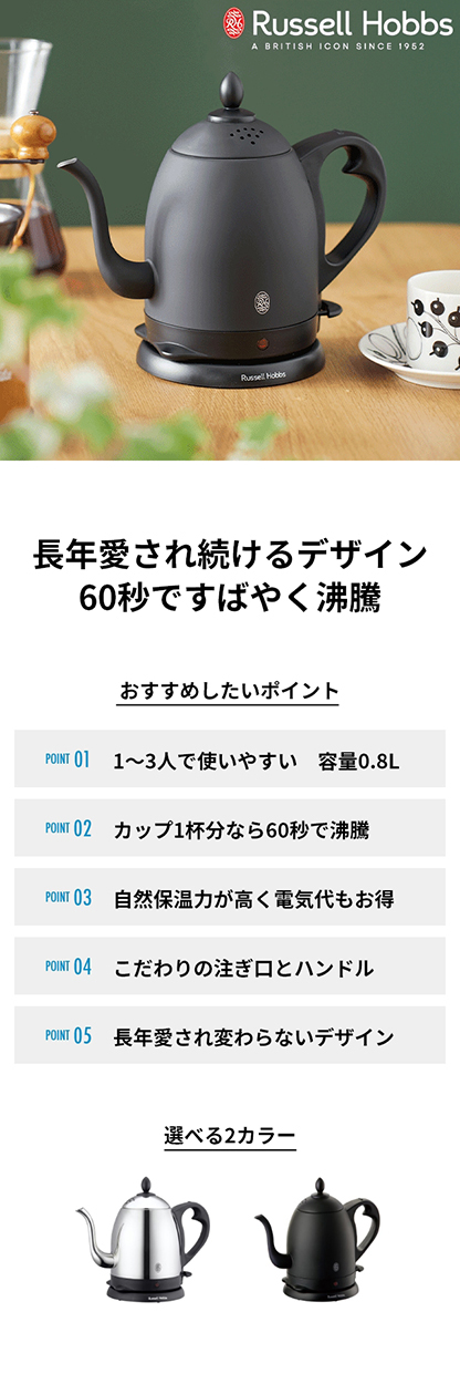 長年愛され続けるデザイン 60秒ですばやく沸騰