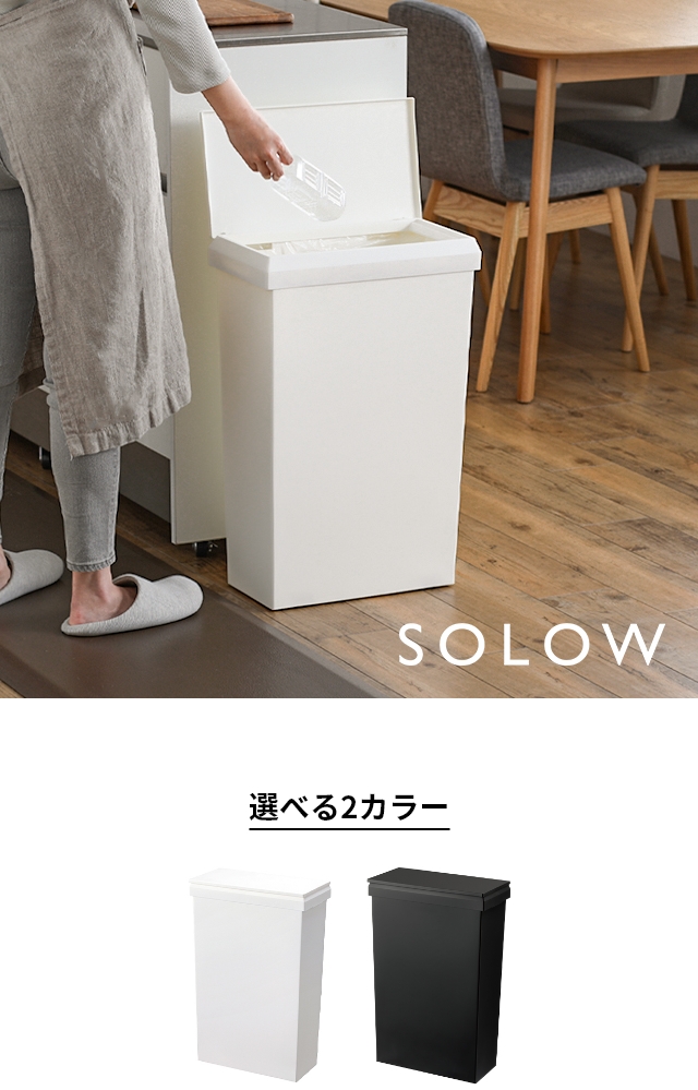 SOLOW (ソロウ) 通路で使える ワイドダストボックス ハンドオープン40L