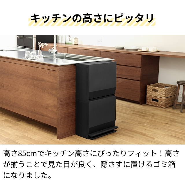 ソロウ 選べる特典 ゴミ箱 スリム 通路で使えるペダル分別ストッカー 2段 ペダル式ゴミ箱 ダストボックス 45リットル おしゃれ ふた付き 袋が見えない リビング 関連画像5