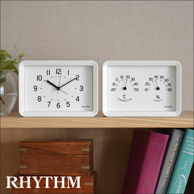 (新品・匿名配送)RHYTHM A Series 置時計 RHYTHM 時計 リズム Aシリーズ A6 温湿度計 置き時計 置時計 壁掛け