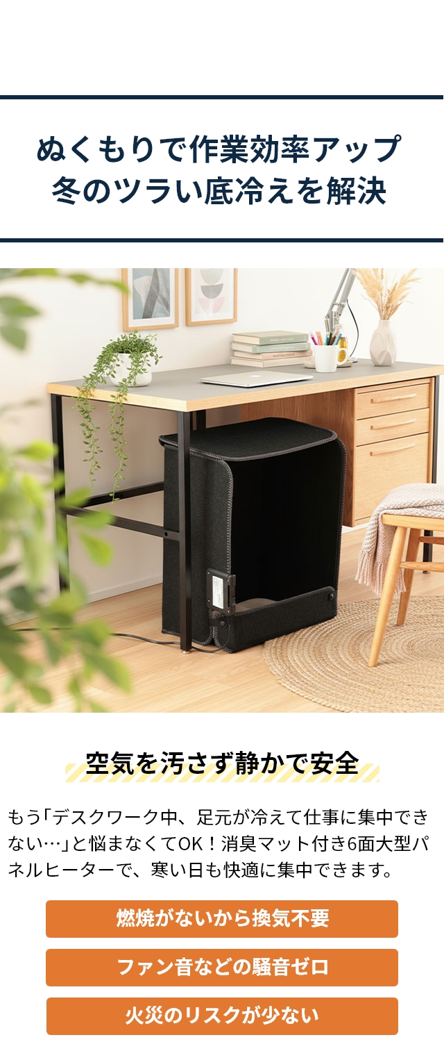 THANKO (サンコー) 消臭マット付き6面大型パネルヒーター PNLH２５HBK