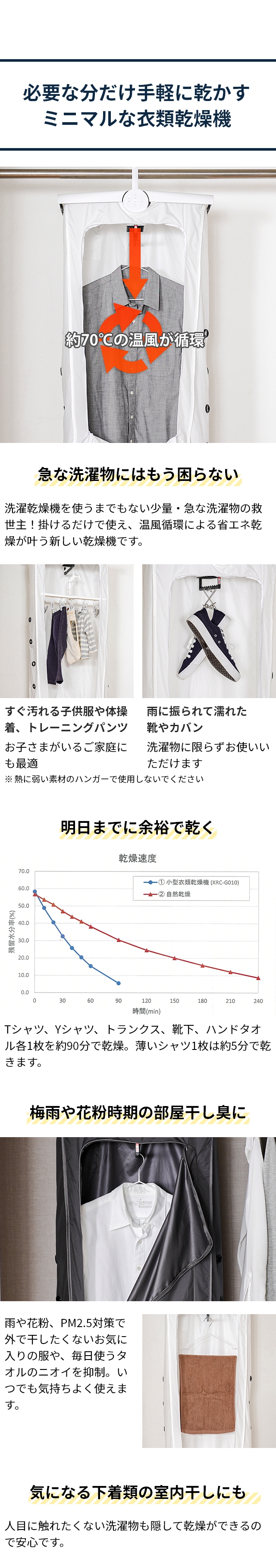 ±0(プラスマイナスゼロ) コンパクト衣類乾燥機 XRC-G010