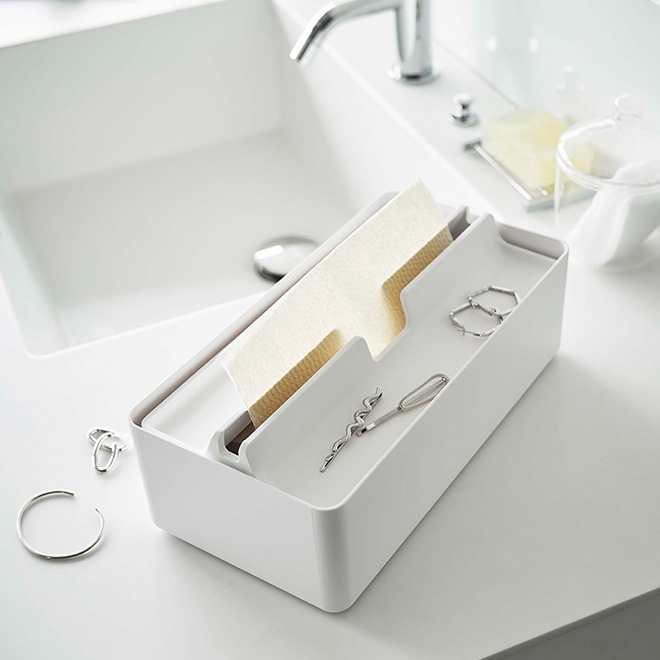 tower 山崎実業 タワー ティッシュケース トレー蓋付きペーパータオル