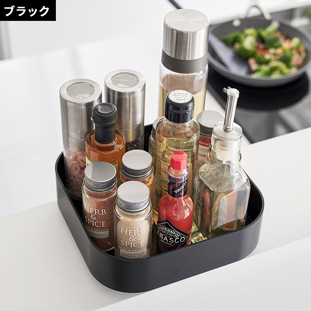 tower 山崎実業 調味料ラック 回転式収納ラック タワー スクエア 2198